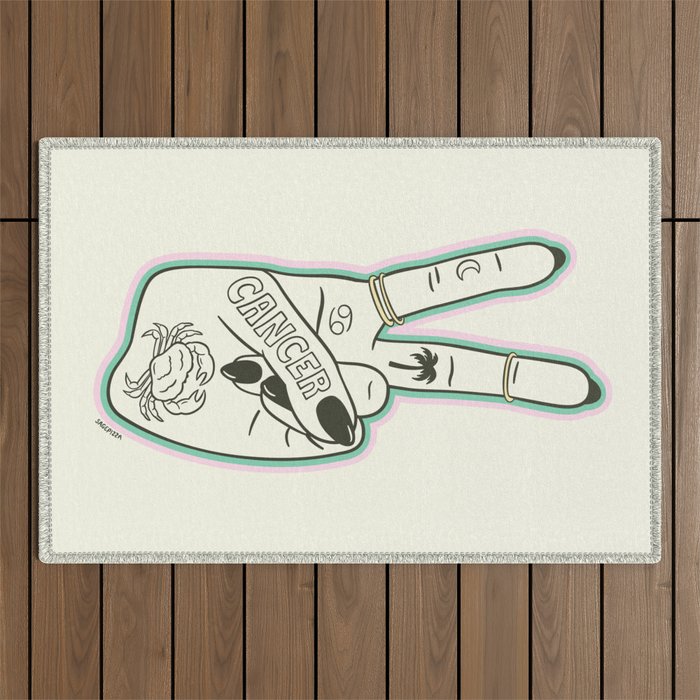 CANCER (Peace Sign Collection) Outdoor Rug Gallery Image 1