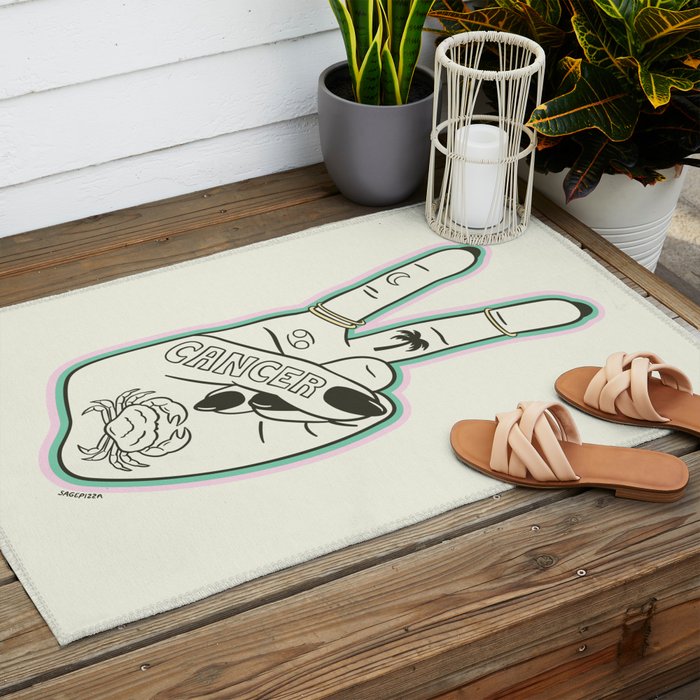CANCER (Peace Sign Collection) Outdoor Rug Gallery Image 2