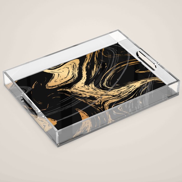 Luxurious Black and Gold Marble Acrylic Tray Gallery Image 1