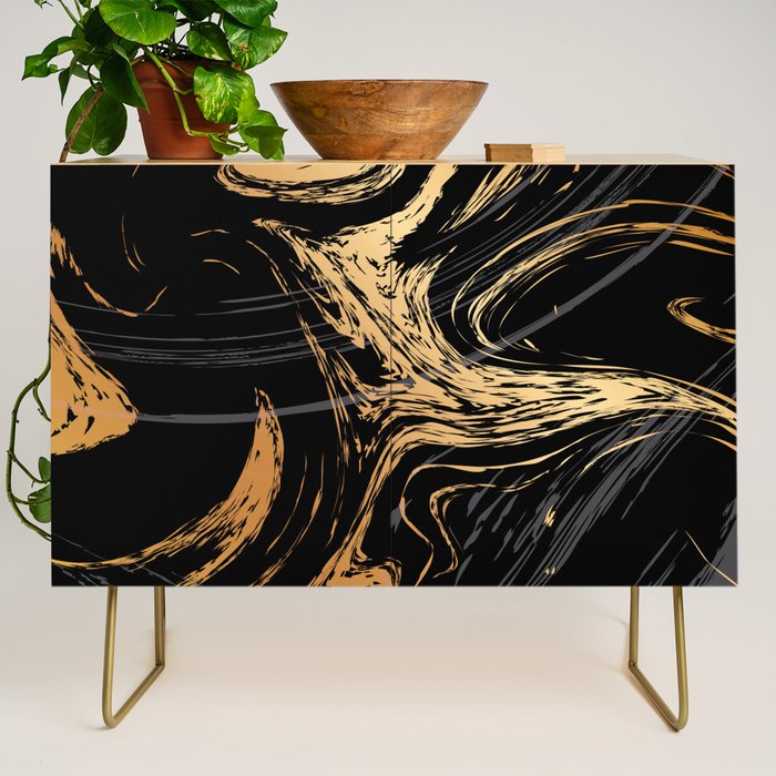 Luxurious Black and Gold Marble Credenza Gallery Image 1