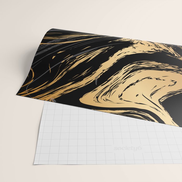 Luxurious Black and Gold Marble Wrapping Paper Gallery Image 2