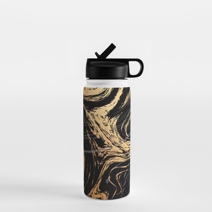 Luxurious Black and Gold Marble Water Bottle