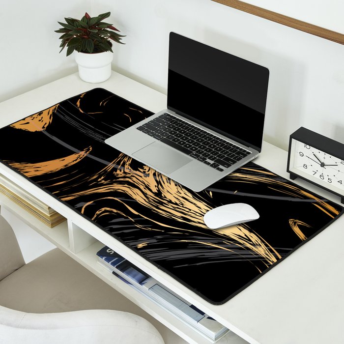 Luxurious Black and Gold Marble Desk Mat Gallery Image 2