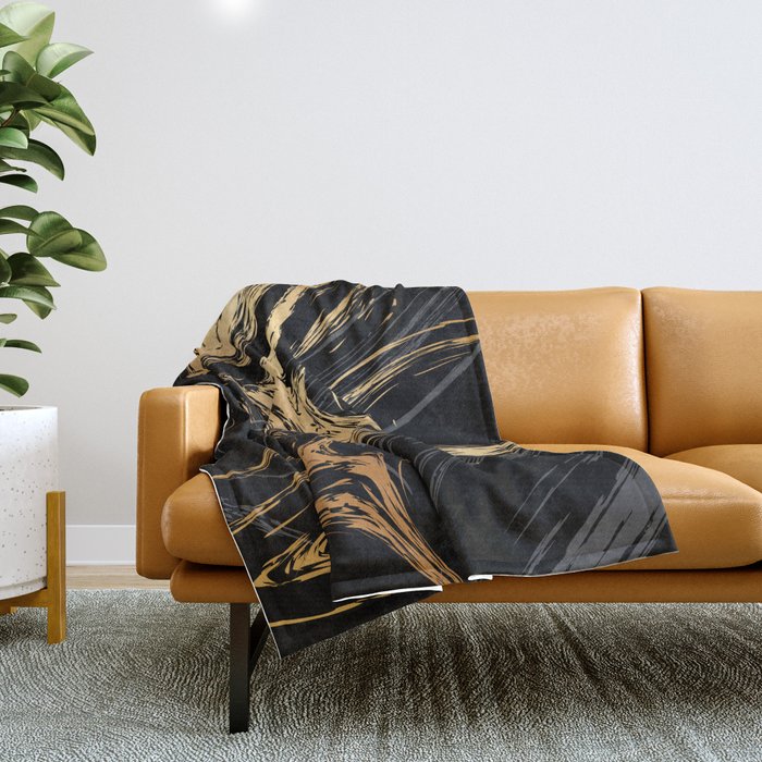Luxurious Black and Gold Marble Throw Blanket Gallery Image 1