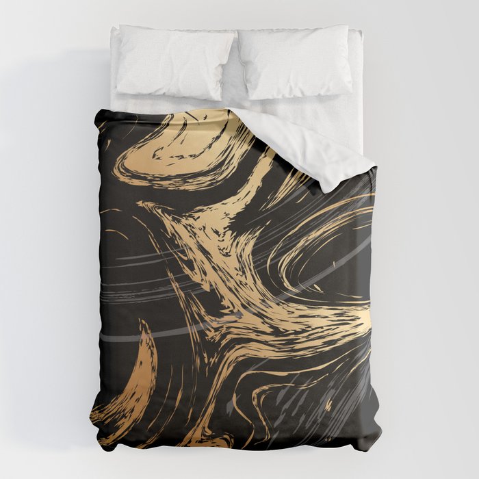 Luxurious Black and Gold Marble Duvet Cover Gallery Image 1