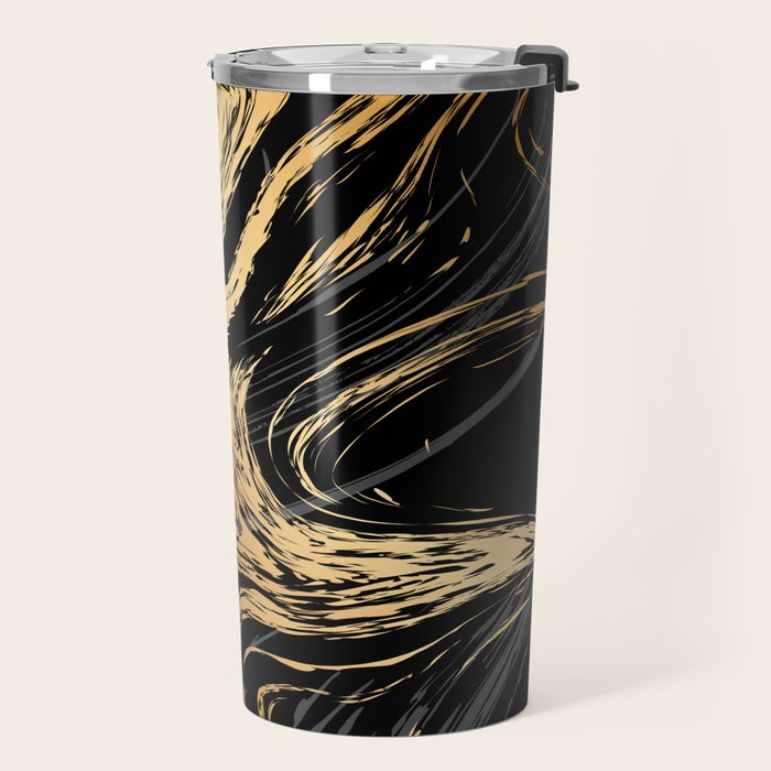 Luxurious Black and Gold Marble Travel Mug Gallery Image 2