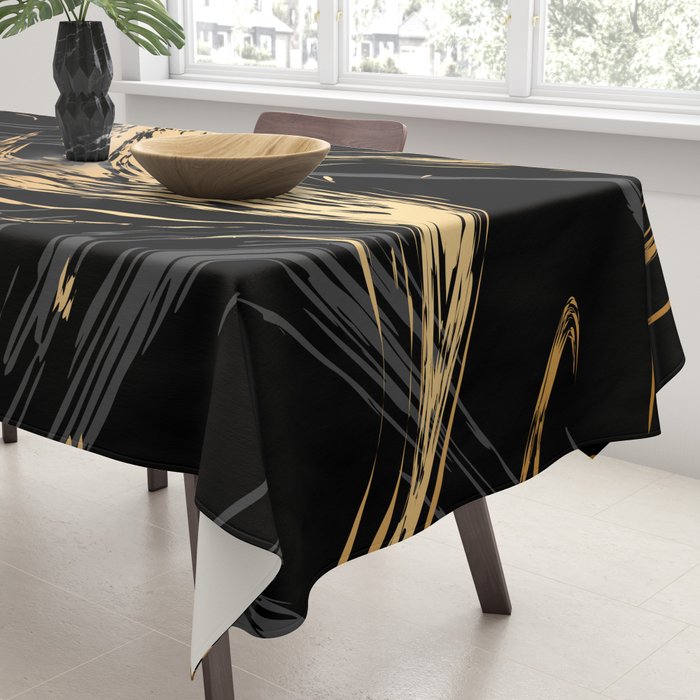 Luxurious Black and Gold Marble Tablecloth Gallery Image 3