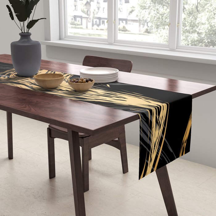 Luxurious Black and Gold Marble Table Runner Gallery Image 2
