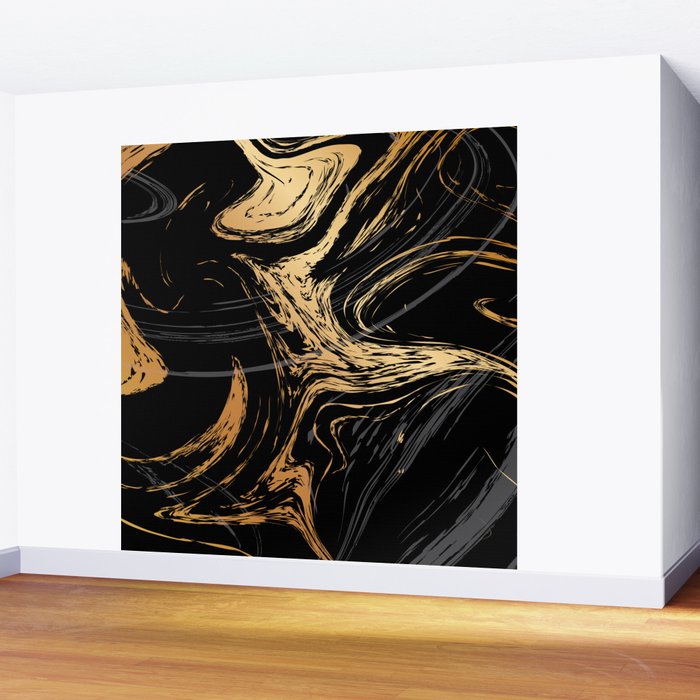 Luxurious Black and Gold Marble Wall Mural Gallery Image 2