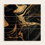 Luxurious Black and Gold Marble Wood Wall Art Gallery Image 1
