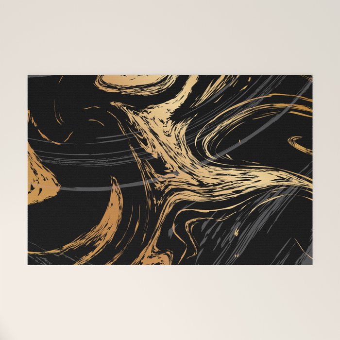 Luxurious Black and Gold Marble Welcome Mat Gallery Image 1
