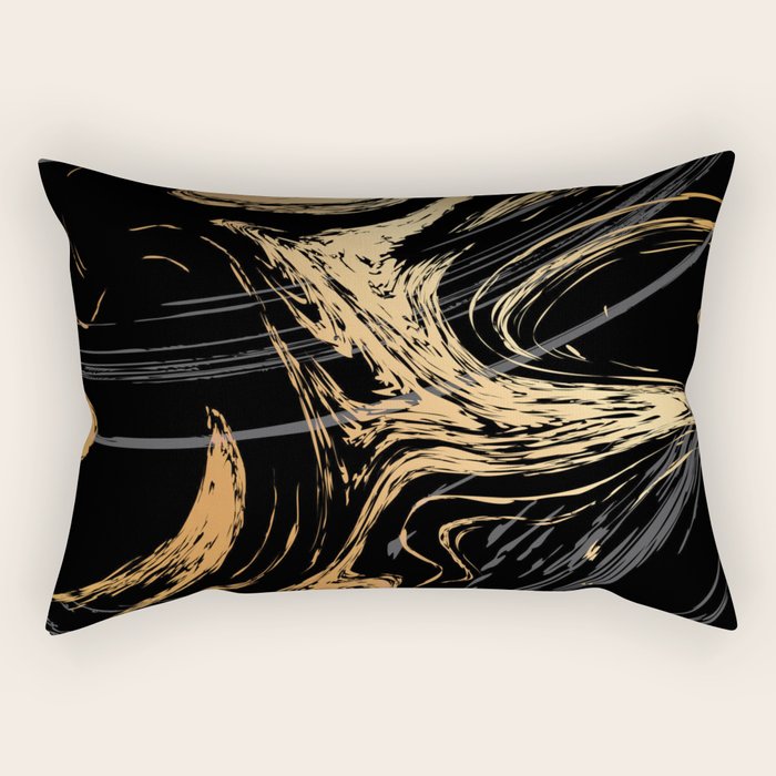 Luxurious Black and Gold Marble Rectangular Pillow Gallery Image 1