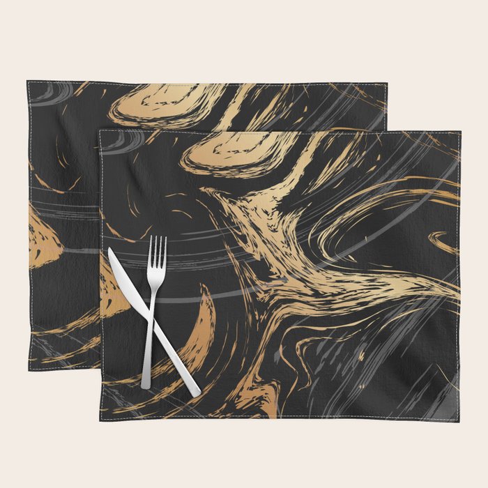 Luxurious Black and Gold Marble Placemat