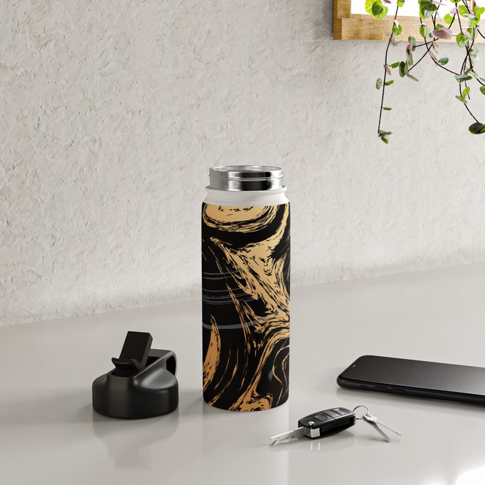 Luxurious Black and Gold Marble Water Bottle Gallery Image 4