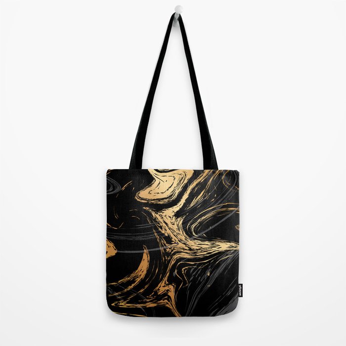 Luxurious Black and Gold Marble Tote Bag Gallery Image 2