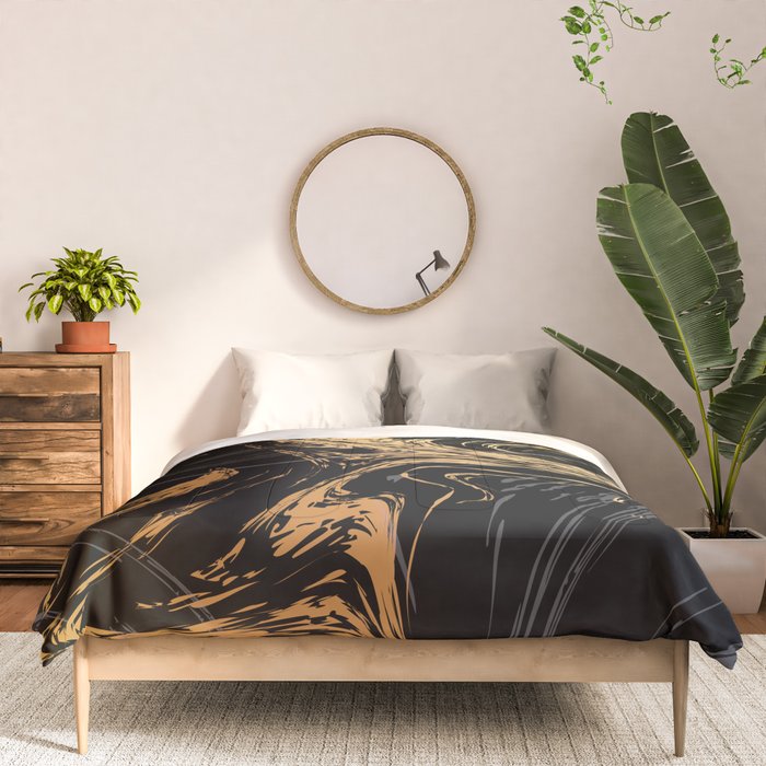 Luxurious Black and Gold Marble Comforter Gallery Image 3