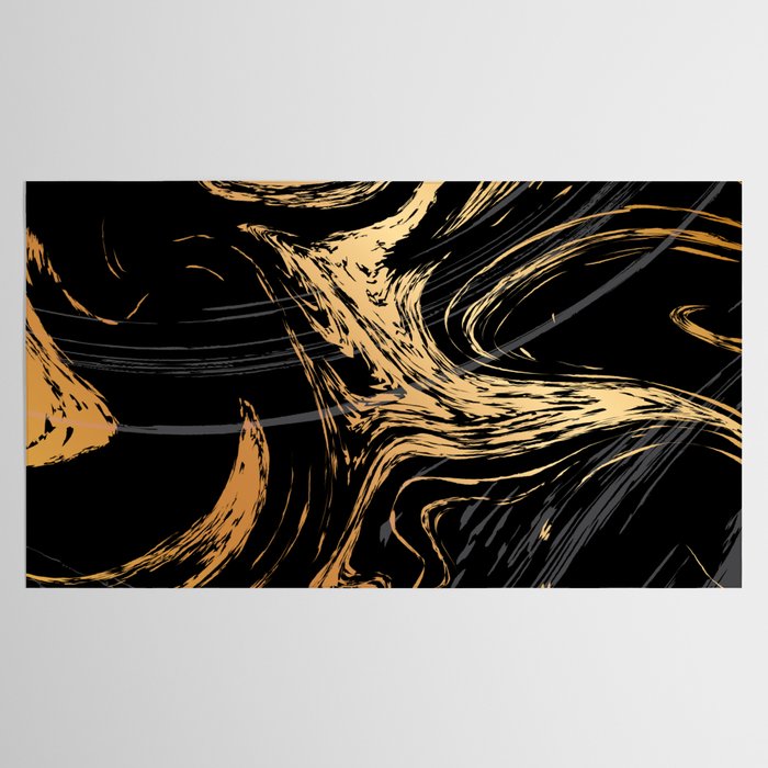 Luxurious Black and Gold Marble Tablecloth Gallery Image 2