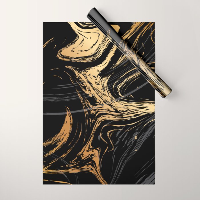 Luxurious Black and Gold Marble Wrapping Paper Gallery Image 1