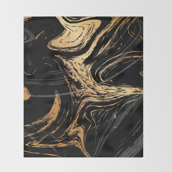 Luxurious Black and Gold Marble Throw Blanket Gallery Image 2