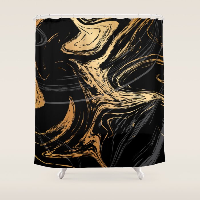 Luxurious Black and Gold Marble Shower Curtain Gallery Image 1