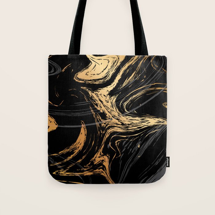 Luxurious Black and Gold Marble Tote Bag Gallery Image 1