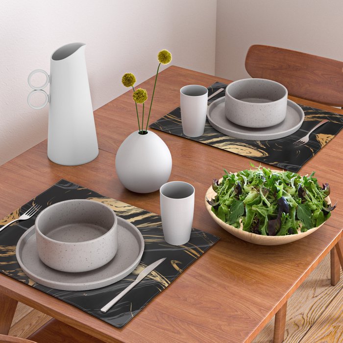 Luxurious Black and Gold Marble Placemat Gallery Image 2