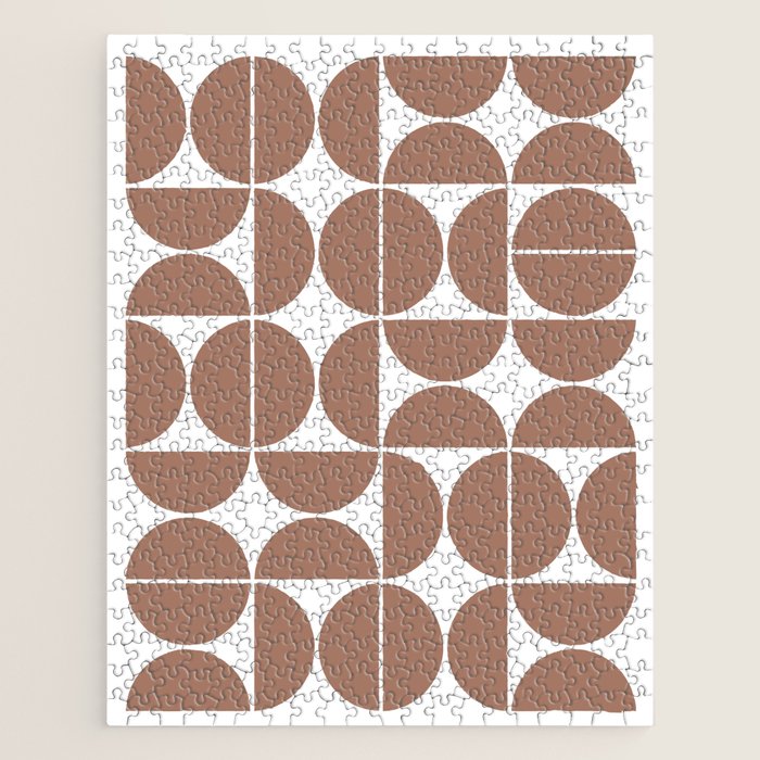 Mid Century Modern Geometric 04 Mocha Mousse Jigsaw Puzzle Gallery Image 1