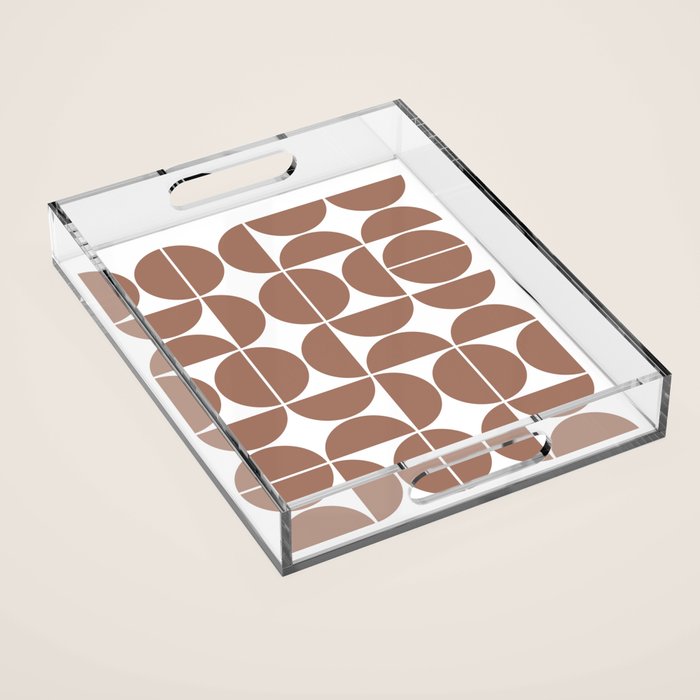 Mid Century Modern Geometric 04 Mocha Mousse Acrylic Tray Gallery Image 1