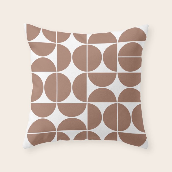 Mid Century Modern Geometric 04 Mocha Mousse Throw Pillow Gallery Image 6