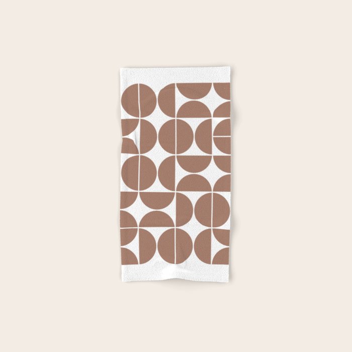 Mid Century Modern Geometric 04 Mocha Mousse Bath Towel Gallery Image 1