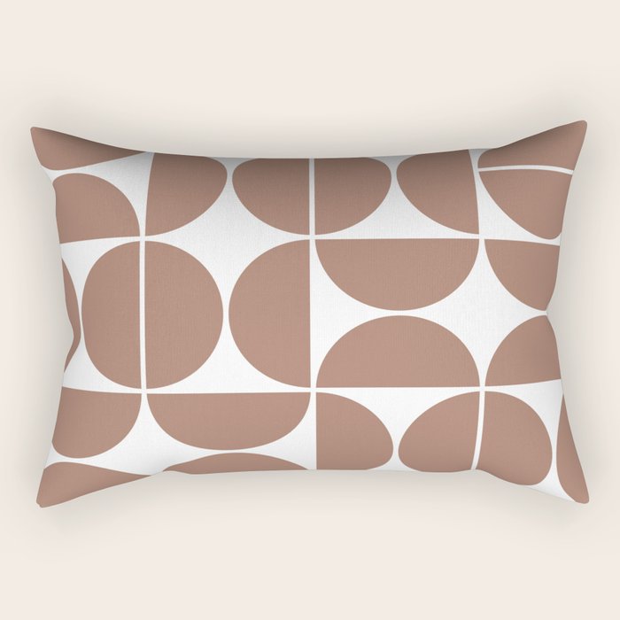 Mid Century Modern Geometric 04 Mocha Mousse Rectangular Pillow Gallery Image 2
