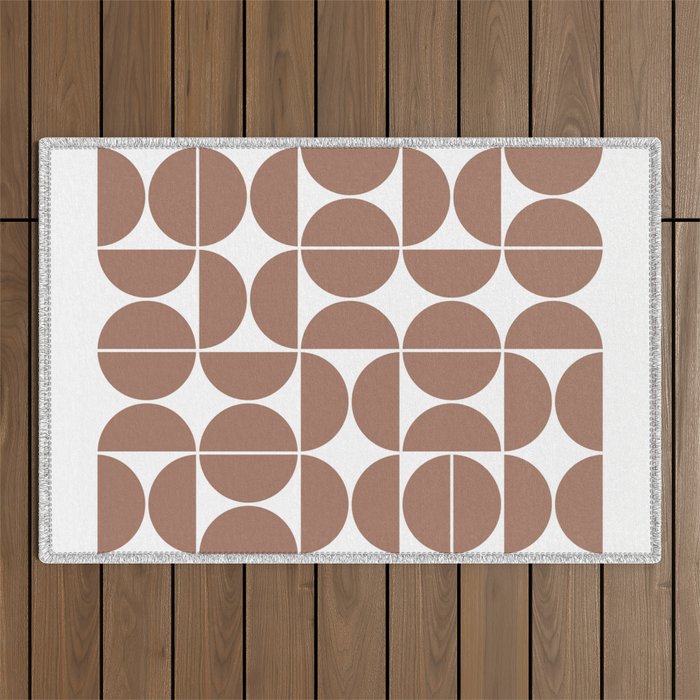 Mid Century Modern Geometric 04 Mocha Mousse Outdoor Rug Gallery Image 1