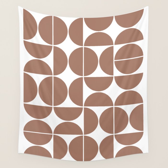 Mid Century Modern Geometric 04 Mocha Mousse Wall Tapestry Gallery Image 4