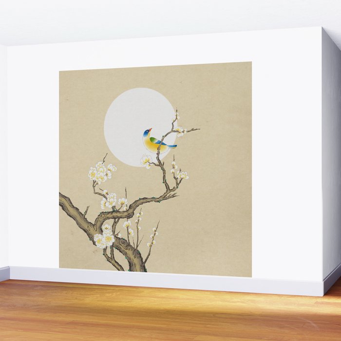 Plum blossoms, bird and the moon Type A (Minhwa: Korean traditional/folk art) Wall Mural Gallery Image 2