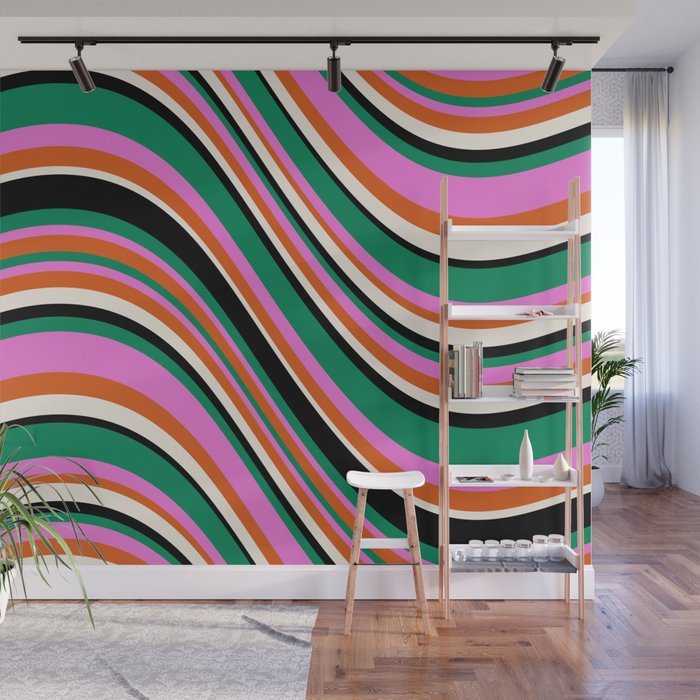 Wavy Stripes XIV - Bold Retro Wall Mural Gallery Image 1