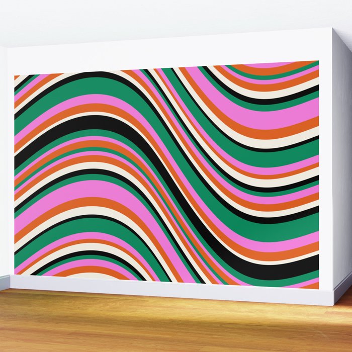Wavy Stripes XIV - Bold Retro Wall Mural Gallery Image 2