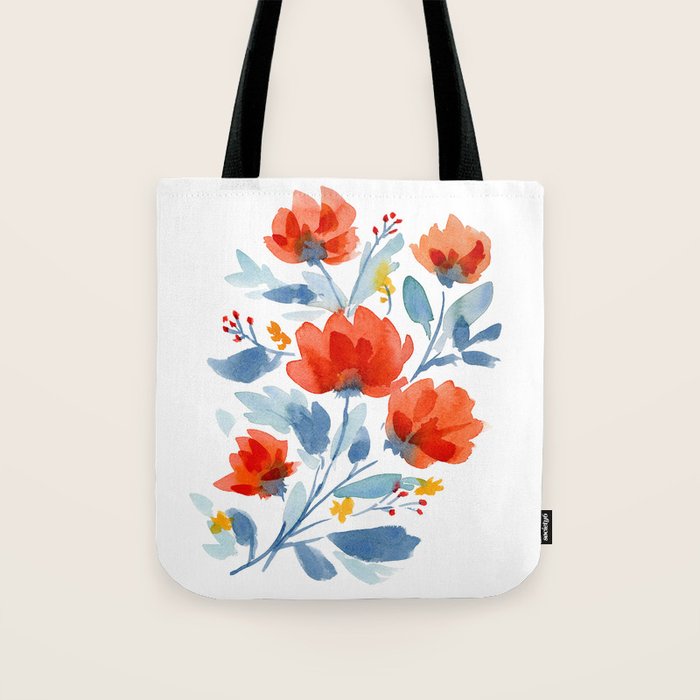 Watercolor Flowers Tote Bag Gallery Image 1