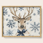 Winter Blue Deer Christmas Watercolor Illustration Serving Tray Gallery Image 1