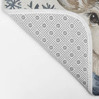 Winter Blue Deer Christmas Watercolor Illustration Bath Mat Gallery Image 2