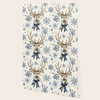 Winter Blue Deer Christmas Watercolor Illustration Wallpaper Gallery Image 2