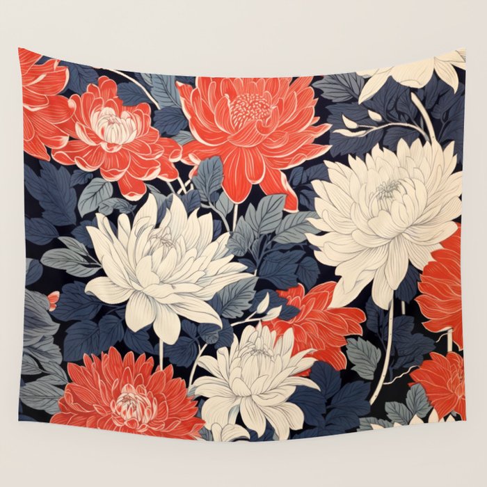 Primary Chrysanthemum Garden   Wall Tapestry Gallery Image 1