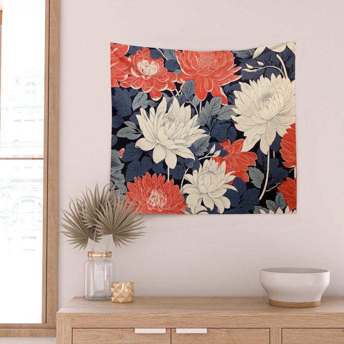 Primary Chrysanthemum Garden   Wall Tapestry Gallery Image 2