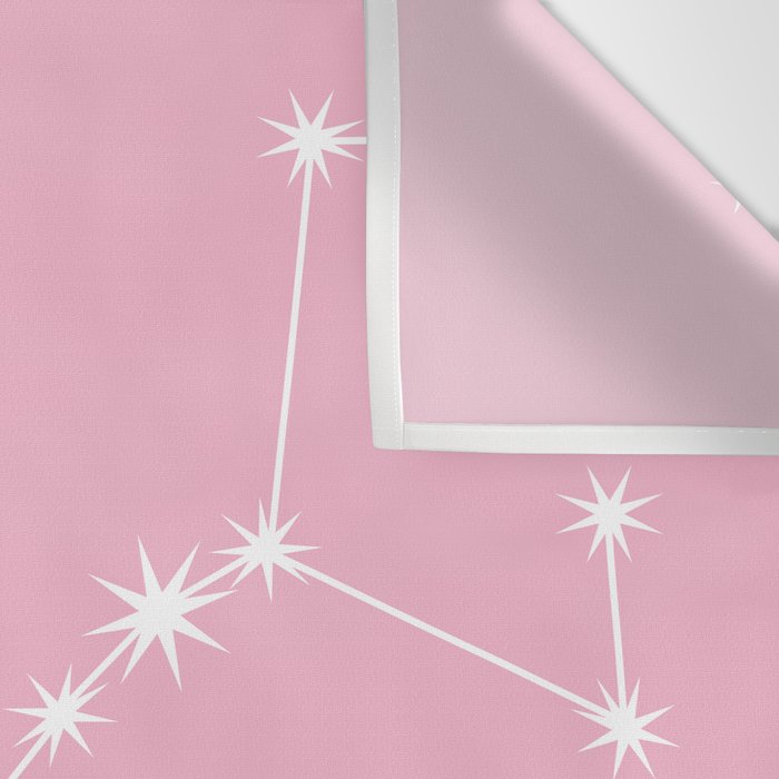 Scorpio Zodiac Star Constellation Line Art Soft Pink Wall Tapestry Gallery Image 3