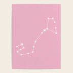 Scorpio Zodiac Star Constellation Line Art Soft Pink Poster Gallery Image 4