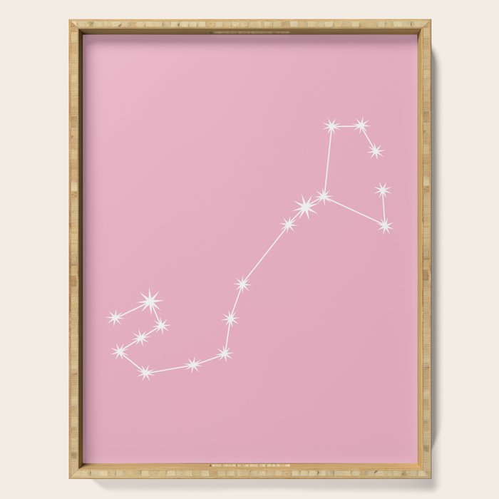 Scorpio Zodiac Star Constellation Line Art Soft Pink Serving Tray Gallery Image 1