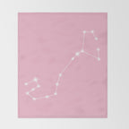 Scorpio Zodiac Star Constellation Line Art Soft Pink Throw Blanket Gallery Image 2