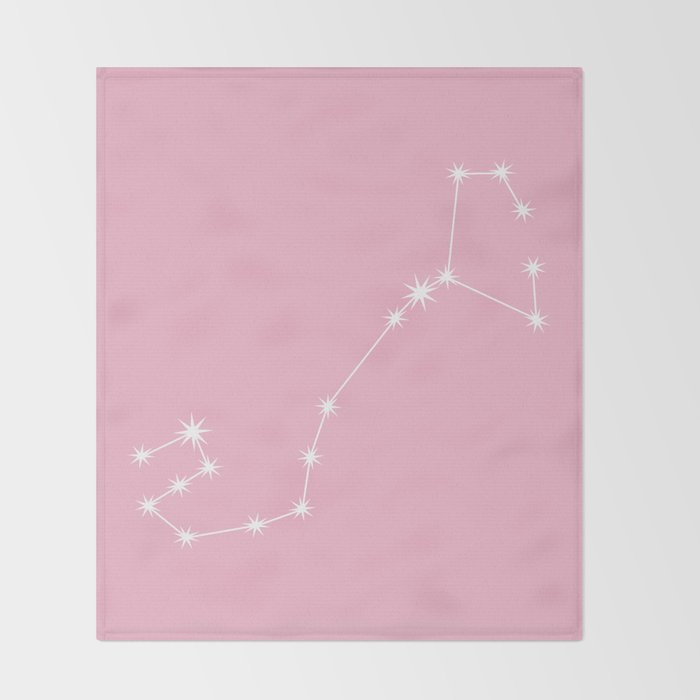 Scorpio Zodiac Star Constellation Line Art Soft Pink Throw Blanket Gallery Image 2