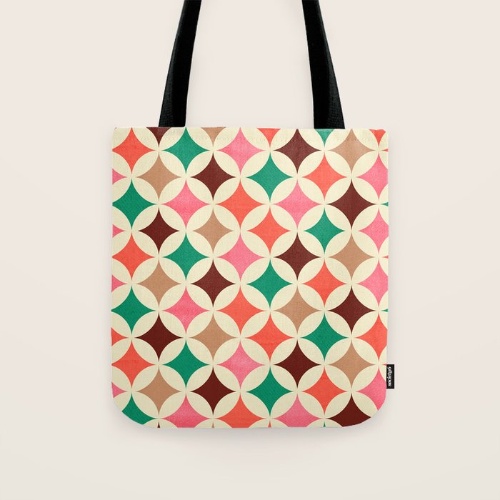 Bold and Cheerful Christmas Quilt: Starry Circles with Texture Tote Bag Gallery Image 1
