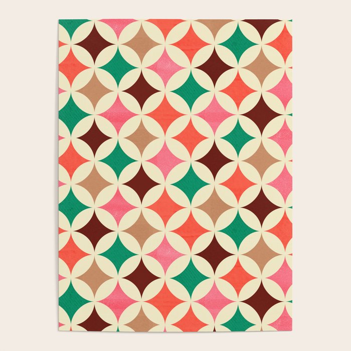 Bold and Cheerful Christmas Quilt: Starry Circles with Texture Poster Gallery Image 4