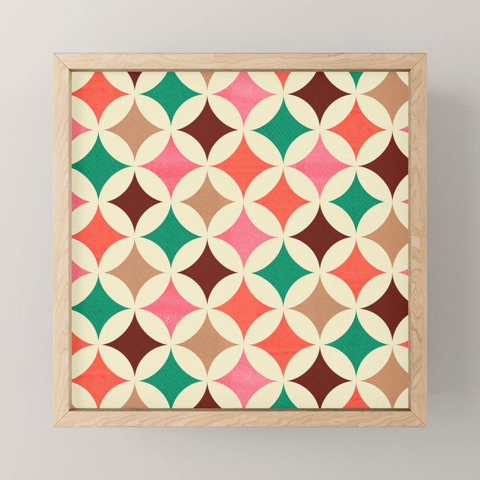 Bold and Cheerful Christmas Quilt: Starry Circles with Texture Mini Art Print Gallery Image 1